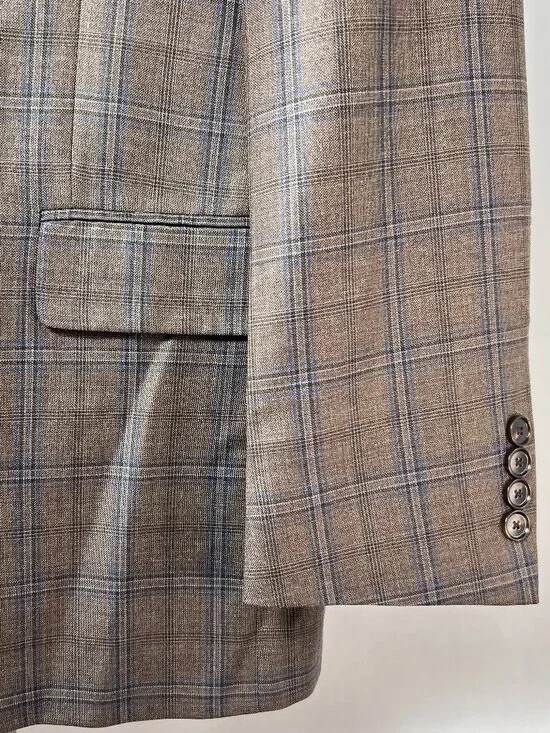NWT WALTER MORTON 40R Plaid Brown/Blue/Black 2 Btn 97%Wool/3%Cashmere Blazer - Picture 3 of 9